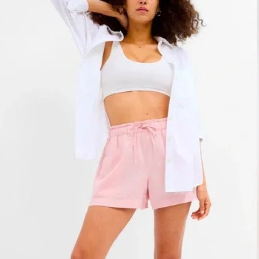 GAP 4" Mid Rise Misty Rose Pull-On Linen-Blend Shorts/NWT/S